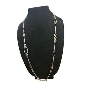 VTG Allure 40" Neckoace NEW  Silvertone Open Ovals 4 sizes Lobster Claw  Office